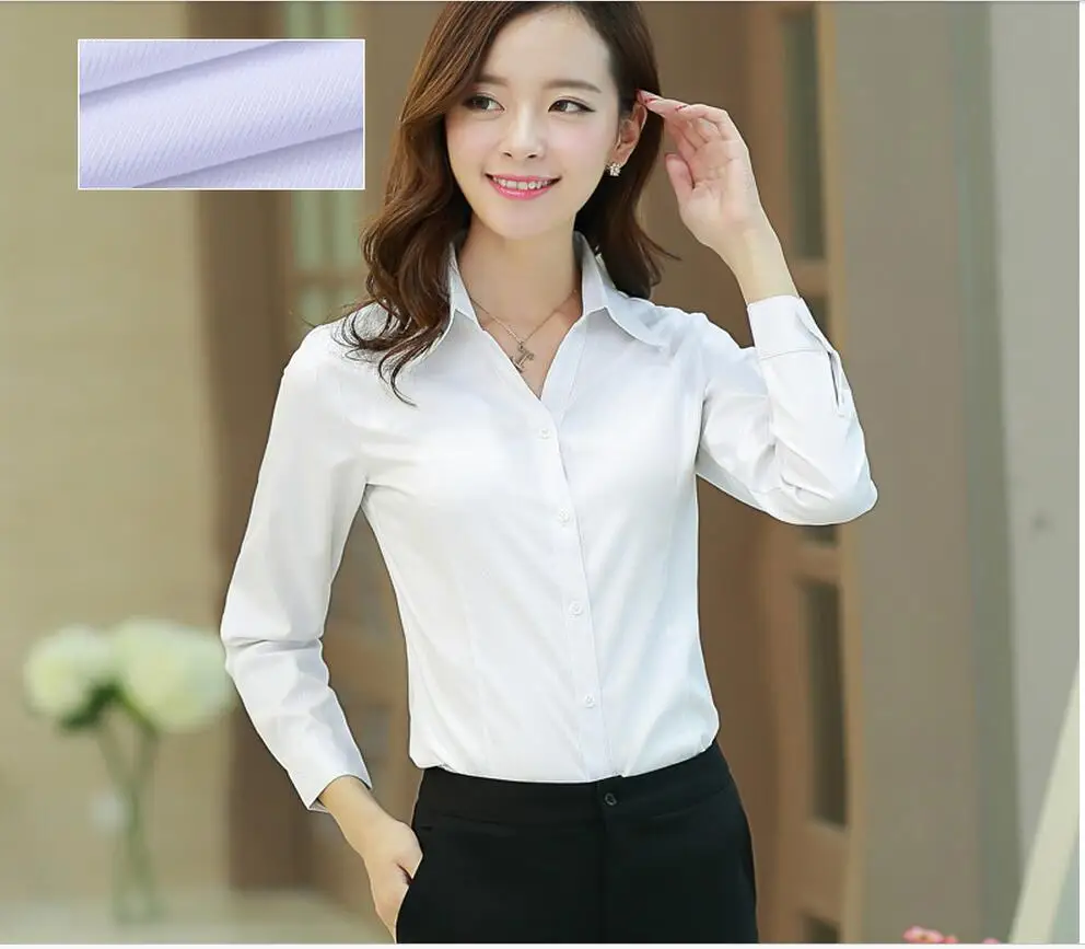 2016 Women Shirts Blouses Long Sleeve Collar Elegant Ladies Chiffon ...