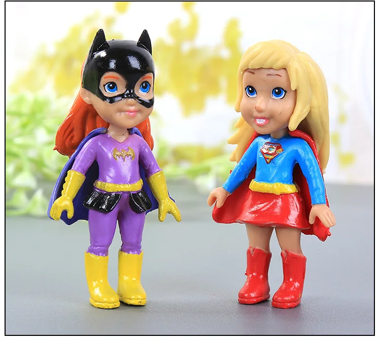 New superhero girl 7.3cm doll combination 6pcs/set Wonder Woman Superman toy Anime model toy creative hand-made children's doll