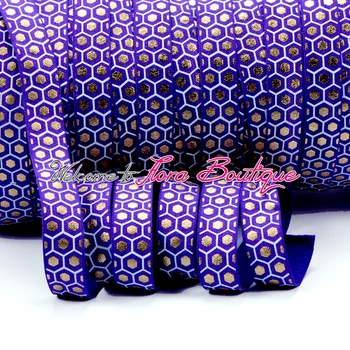 

5/8" honeycomb foil with oil print #470 regal purple printing fold over elastic