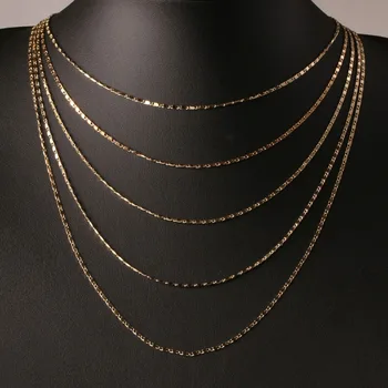 

100pcs Gold colour Men Necklace Jewelry Wholesale Stainless Steel 2MM Trendy Clavicle Men chain Gold Chain Necklaces