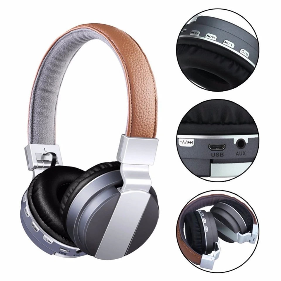 BT008 Bluetooth Headphone Stereo Wireless Bluetooth 4.0 Foldable Metal Headset Portable Earphone Support TF Slot AUX MP3 Player (39)