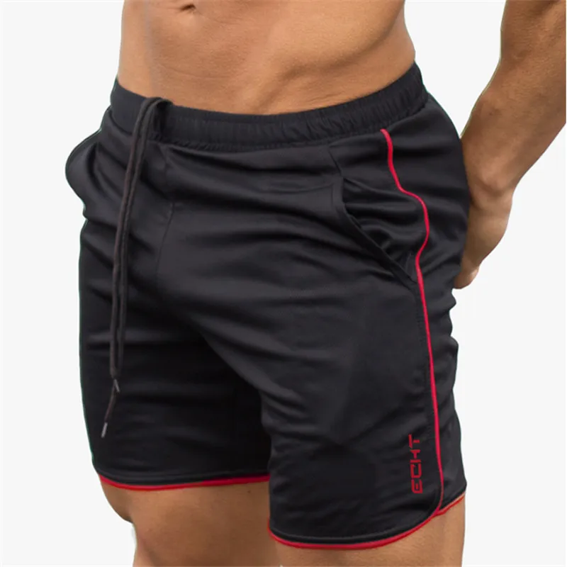 Новые модные летние спортивные штаны для бега мужские шорты Компрессионные быстросохнущие мужские сексуальные шорты высококачественные пляжные мужские шорты ECHT - Цвет: black and red ECHT