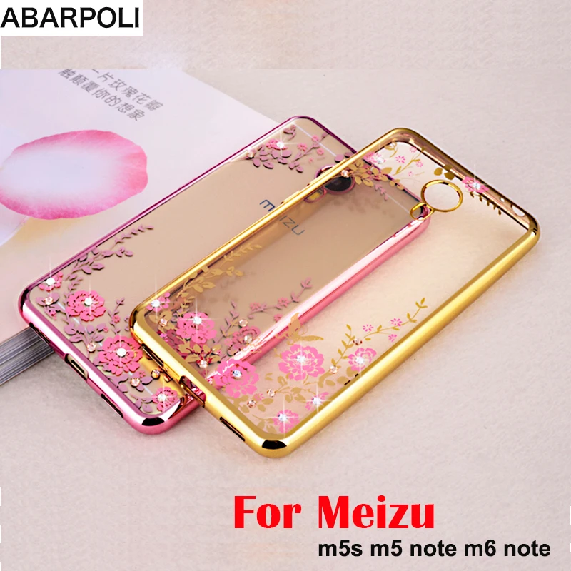 

For Meizu M5s m5 m6 note Cover M5note m6 note m5s Case Flash Drilling Plating Flower Soft TPU Diamond on Meizu m5 note cover