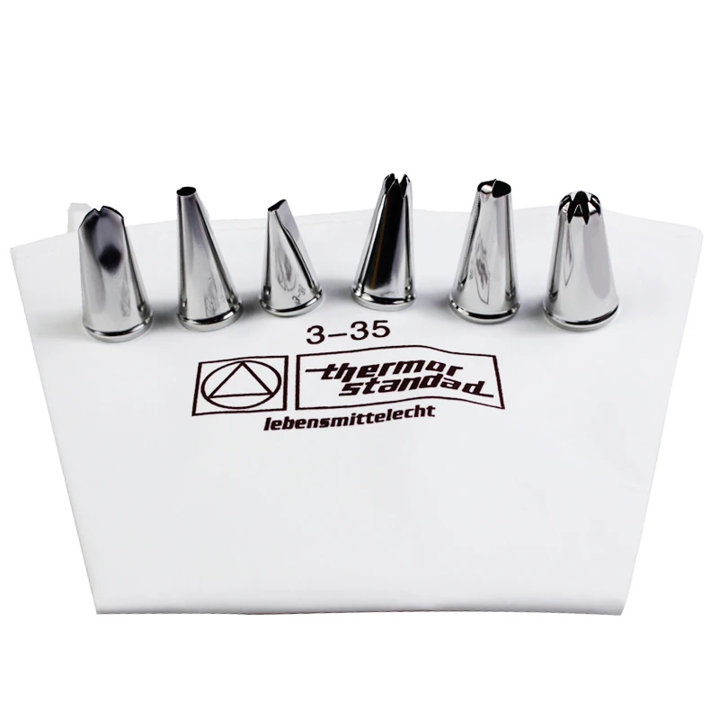 Украшение торта инструмент для выпечки 1 шт. глазурь трубопровод Крем кондитерский мешок+ 6 сопла из нержавеющей стали набор DIY насадки для украшения выпечки