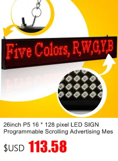 26 дюймов синий P5 P5 SMD 16*128 пикселей беспроводной WI-FI СВЕТОДИОДНАЯ вывеска программируемые rolling информации рекламы внутренний светодиодный