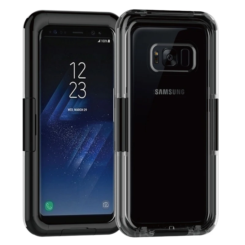 Для samsung S9 S8 S10 Plus S10E плавание двойное использование вода/грязь/ударопрочность для iphone 6 7 8 Plus X XS чехол для MAX XR водонепроницаемые сумки - Цвет: Black