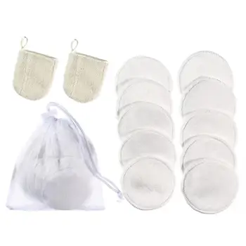 

10pcs Reusable Make Up Remover Pads Washable Velvet Puff With 2pcs Gloves+1 Laundry Bag Cleansing Cotton Facial Skin Clean Care