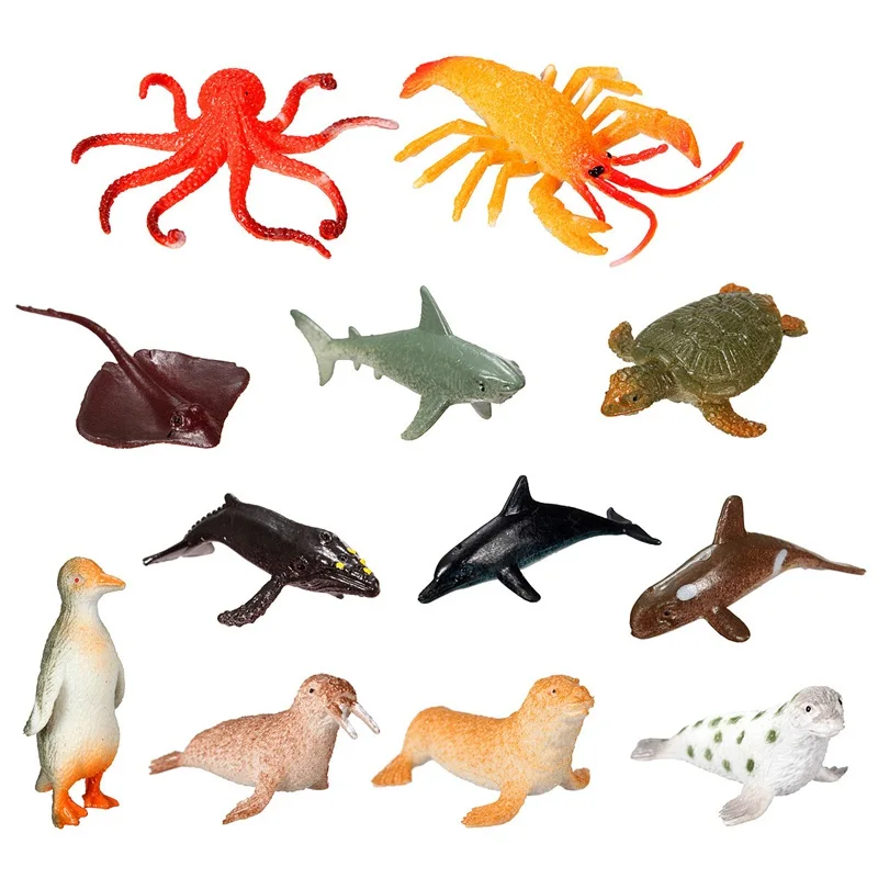 

12pcs/set Plastic Marine Animal Model Toy Figure Ocean Creatures Dolphin Kids Toy Best Model Gift For Children Kids