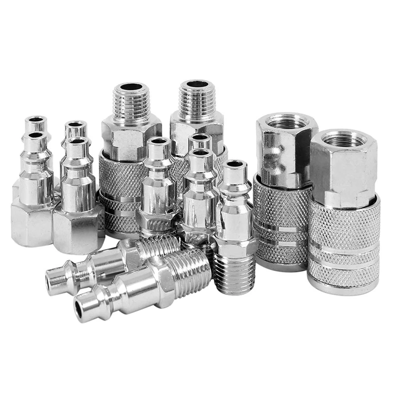 Beste 14 Pcs Air Lijn Slang Compressor Montage 1 4 Inch Bsp Metalen Connectors Coupler Man Vrouw Quick Release Set