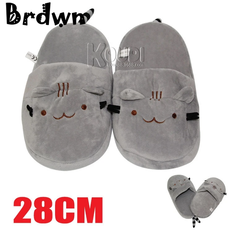 Brdwn Pusheen the cat to Christmas Totoro Soinc Pikachu 28 см/10,6 дюйма; милые мягкие плюшевые тапочки; обувь для костюмированной вечеринки
