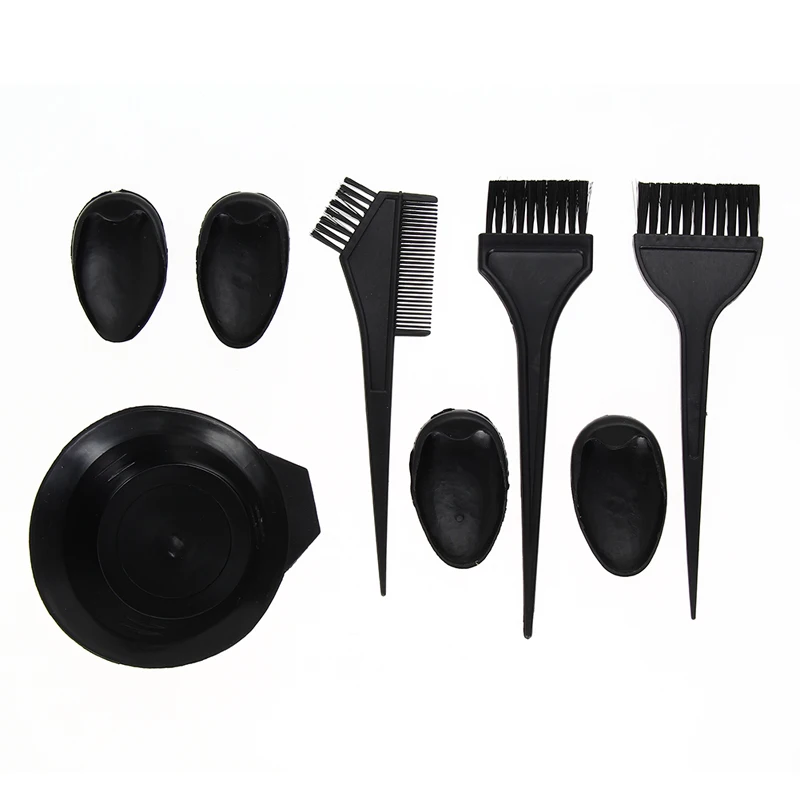 

6Pcs/set Accessories Black Plastic Hair Dye Colouring Brush Comb Bowl Earmuffs Hairdressing Styling Tools
