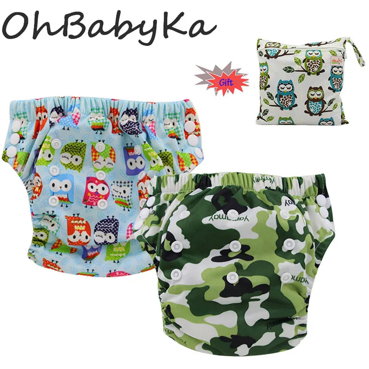 Ohbabyka/2 шт.; тренировочные брюки одного размера для мальчиков и девочек; детские спортивные брюки; впитывающие подгузники для малышей; 1 сумка для подгузников - Цвет: XLK0406