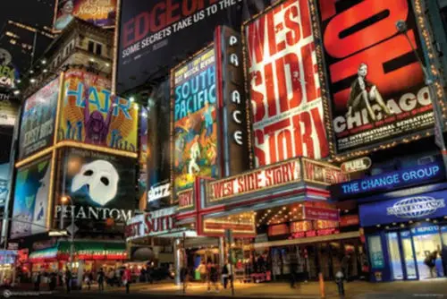 Таймс Сквер театральный район искусство Бродвей Шелковый постер декоративная стена картина 24x36 дюймов