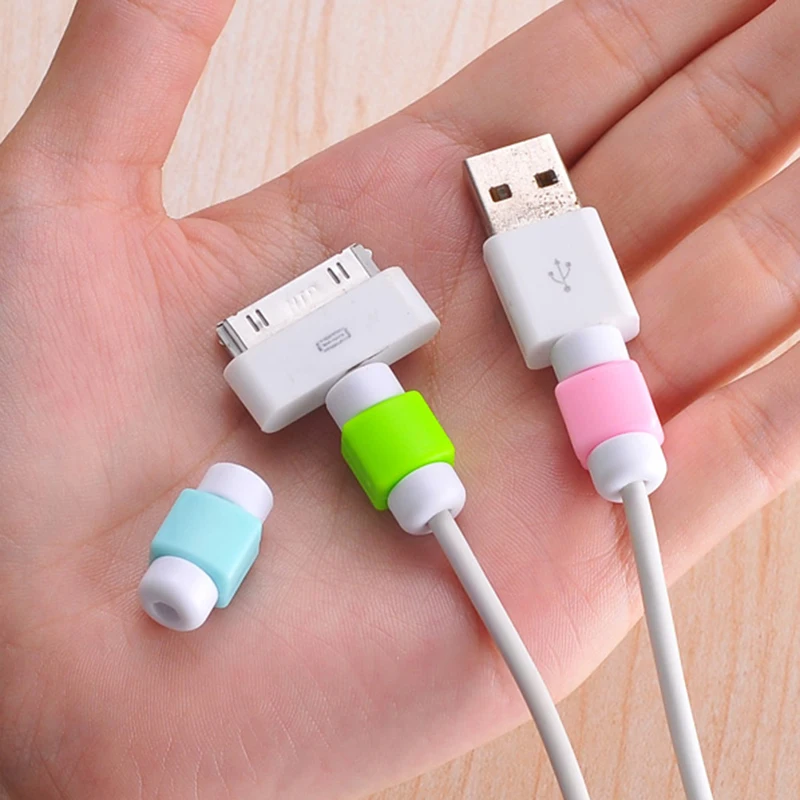 

FFFAS 10 Pieces Solid Color USB Cable Earphone Protector Cord Protection Wire Cover Winder for Apple Iphone 5 5s 6 6s 7 8 X plus