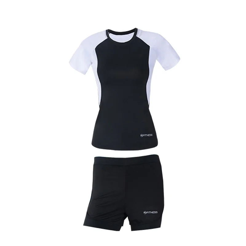 

VERZY Women Yoga Set Solid Quick Dry Breathable Fitness Nylon Running Suit Professional Fitness 3pcs Female Shirt+Shorts D8702