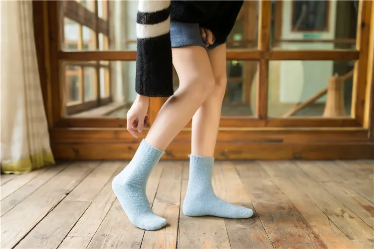 Мужские кашемировые носки из кроличьей шерсти, плотные теплые носки, зимние женские мягкие повседневные однотонные удобные носки