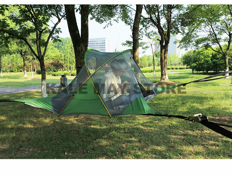 Rede à Prova Tenda para Caminhadas Árvore Suspensa Tenda Ultraleve Pendurado Casa Acampamento Dwaterproof Água 4 Temporada Mochila 220*200cm 10 High Quality Esporte e Lazer
