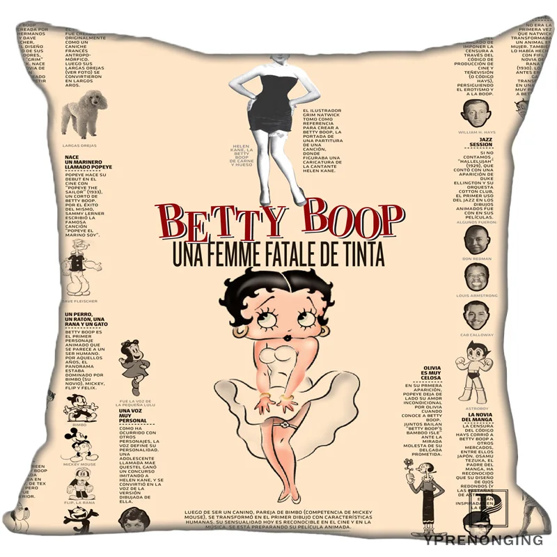 Для наращивания с лучшими продажами от Betty Boop(1)@ Подушка Чехол Спальня дома квадратная Наволочка на молнии(с одной стороны)#190404-01-74