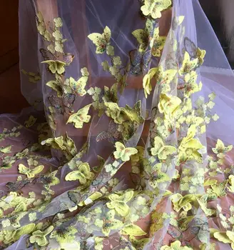 

5 style 3D mesh yarn butterfly applique embroidery Water soluble dresses lace fabric skirt wedding DIY thin patches fabric A028