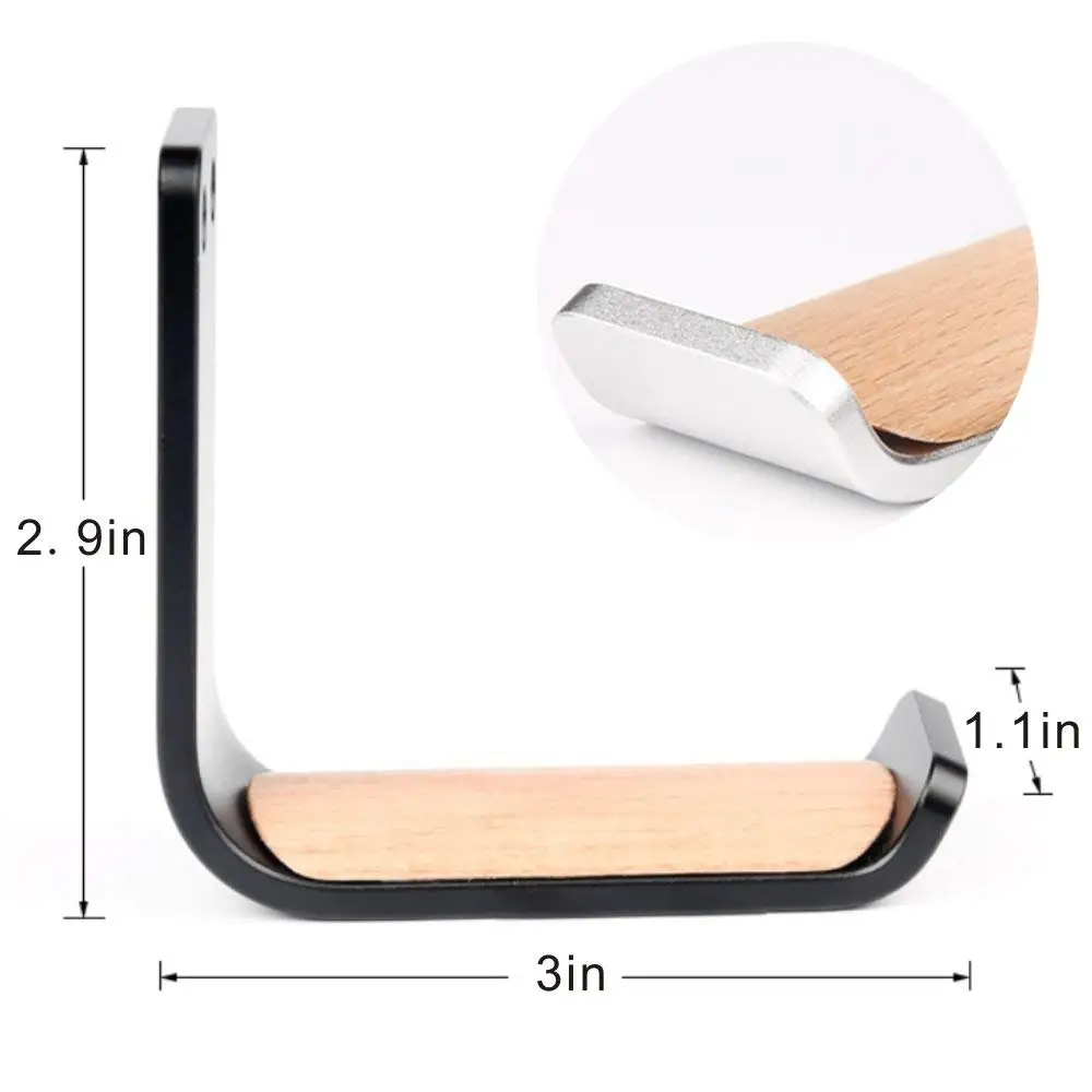 Headset Holder Stick Wooden Pad Aluminum Overhead Under Desk Desktop Stand Mount Holder Rack Clamp Stick on Adhesive