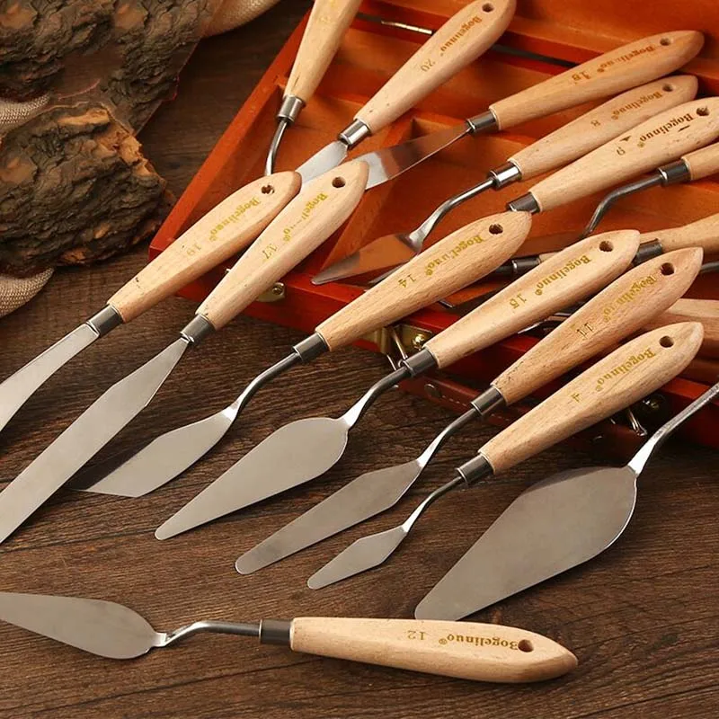 

Primary oil painting palette knife red beech handle single 20 optional Scraper for Oil Painting and Clay Plastics art supplies