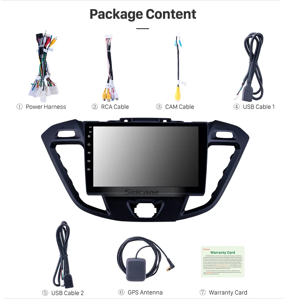 Best Seicane 9 inch Android 8.1 for Ford JMC Tourneo Low Version 2017 2018 2019 Car GPS Navigation Radio Unit Player support TPMS DVR 15