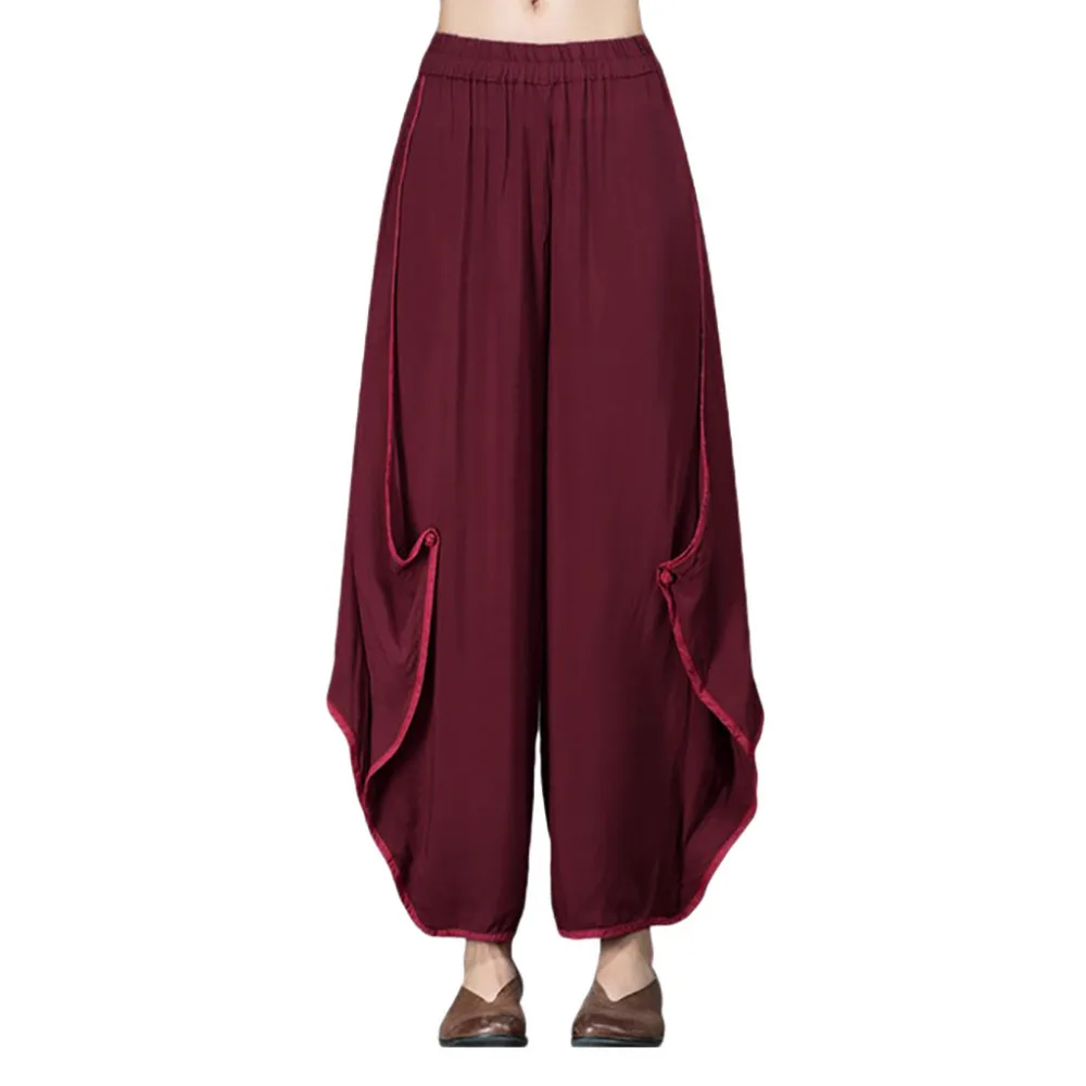 Elastic Waist Solid Women Pants Pleated Cotton Linen Trousers Women Plus Size Loose Harem Pants Elastic Waist Solid Women Pants Pleated Cotton Linen Trousers Women Plus Size Loose Harem Pants