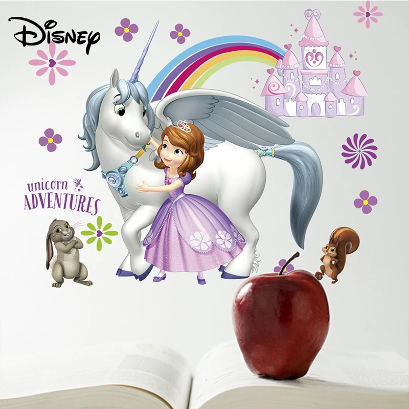 

Disney Sophia Princess Unicorn Decoration Sticker Children's Room Cartoon Removable Paper Sticker