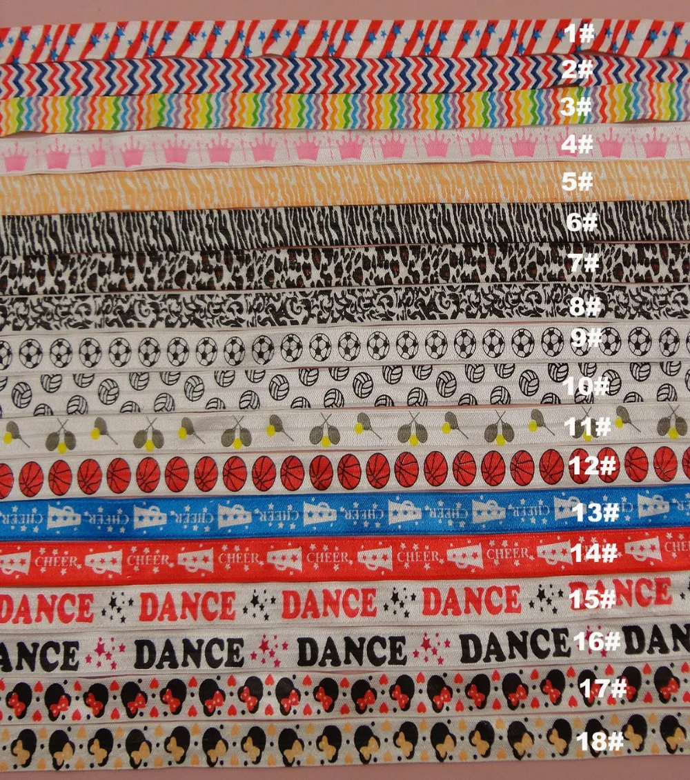 

5/8" 1.6cm Printing Styles foe fold-over elastic webbing elastic foes Handmade Headbands barrettes Jewelry findings