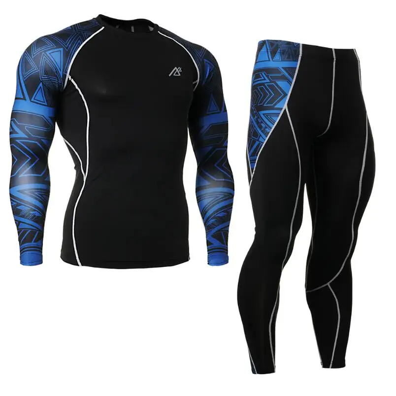 

MMA Men's Compression Run jogging Suits Clothes Sports Set shirt And Pants Gym Fitness workout Tights clothing high quality