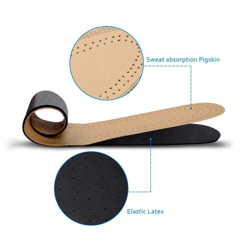 SOUMIT Leather Insoles - Pigskin Replacement Inner Soles, 3mm Ultra Thin Instantly Absorb Sweat Shoe Pad for Unpleasant Smell