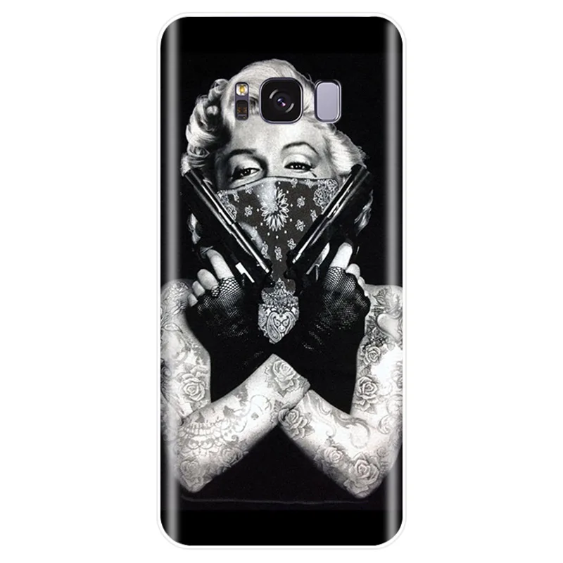 Красивый чехол Мэрилин Монро с котом и другом ТПУ для телефона Samsung Galaxy NOTE 8 9 S6EDGE S6