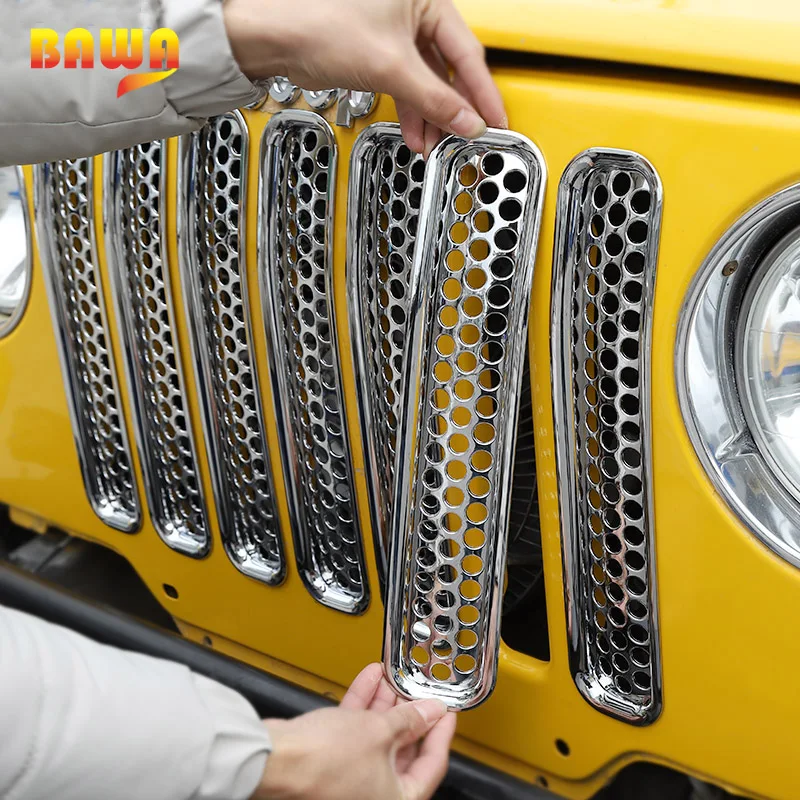 BAWA ячеистой сетки передняя решетка набор вставок для Jeep Wrangler TJ 1997 2006 из АБС