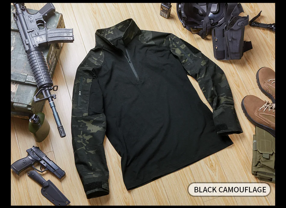 CQB уличная армейская рубашка мужская быстросохнущая тактическая футболка с длинным рукавом дышащая охотничья походная камуфляжная рубашка Coolmax одежда для рыбалки