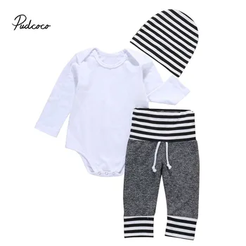

pudcoco 2019 Children Clothing Suits For Boys Sport Clothes Kids Toddler Striped 3Pcs Enfant Fille Infantis Outfits