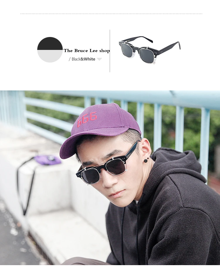 Ацетат двухслойные двойного назначения квадратные поляризованные солнцезащитные очки мужские с ретро съемная рамка для близоруких tide Солнцезащитные очки