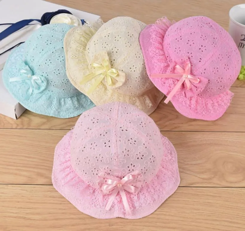 

Summer Beach Baby Hat Fashion And Beautiful Baby Girl Cap Solid With Bows Toddler Hats Shade Caps Girl