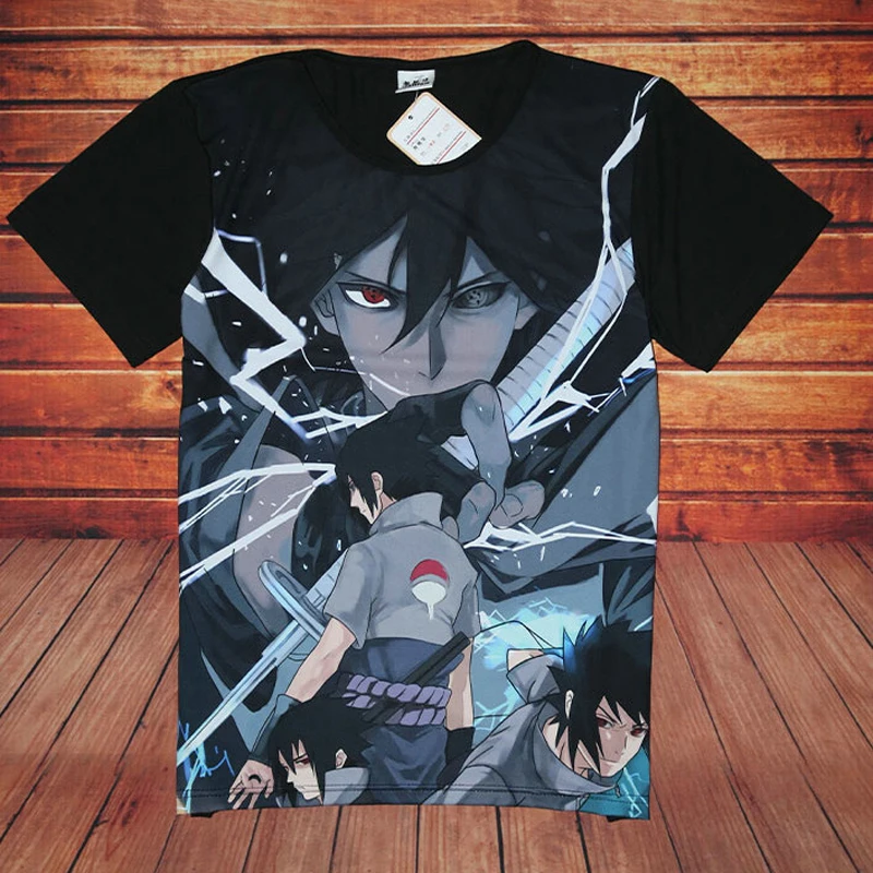 

Naruto Uchiha Sasuke T-Shirt Black Fashion Anime Full Print NARUTO T Shirt Uchiha Sasuke tshirt Tees Top T Shirt For Men