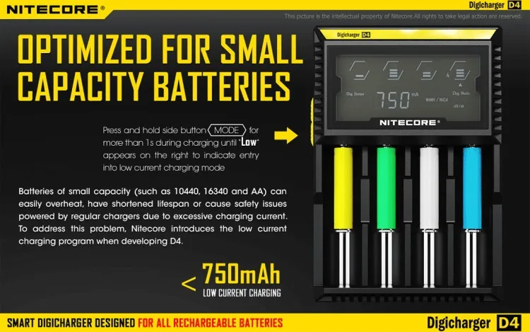 Preço de Fábrica Referência em Carregador aa em Bateria Novo Digitalizador Inteligente Carregador Nitecore d4 Luzes e Iluminação