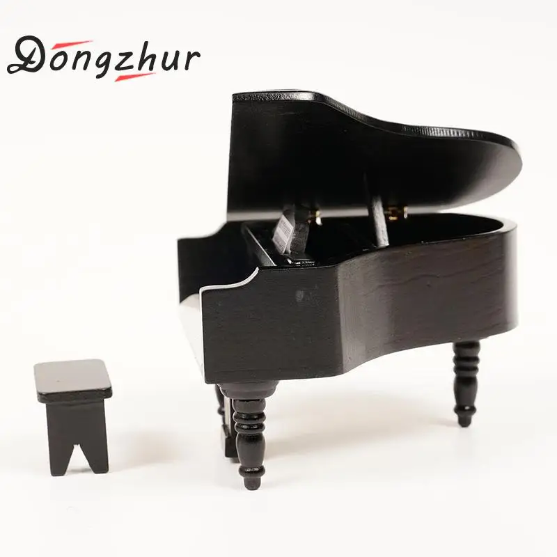 

Dongzhur Baby Grand Birch Piano Stool Toy Model Dollhouse Miniatures 1:12 Furniture Musical Instruments
