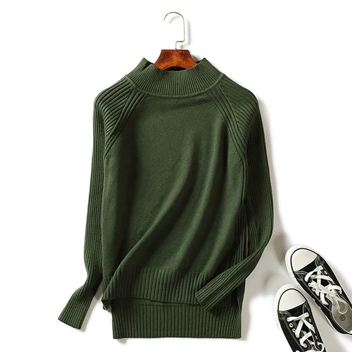 Gogoyouth свитер Для женщин для Зима осенью Разделение джемпер с длинными рукавами Для женщин Водолазка дамы Пуловер кашемировый Тянуть Роковой кофта женская - Цвет: Армейский зеленый