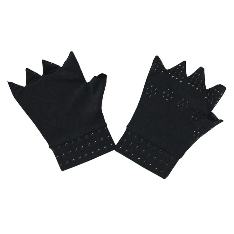 Новые фитнес безопасные компрессионные медицинские перчатки для безопасность запястье половина пальца магнитного от артрита здоровья - Цвет: B