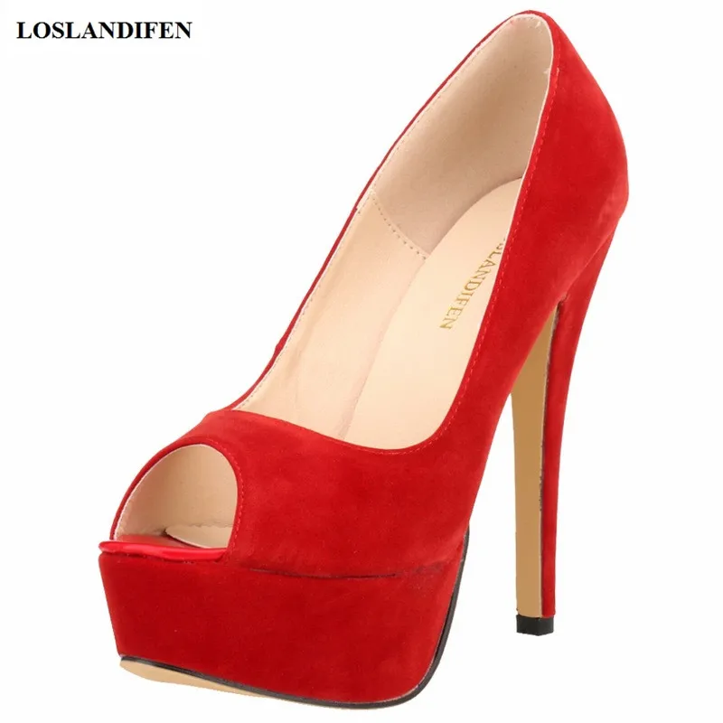Big Size Pumps Thin Shoes 14cm High Heels Women Patent Leather Peep Toe Platform,White,41