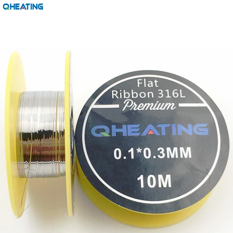 

Qheating SS 316L Flat Ribbon heating wire 10m/roll for Electronic Cigarette RDA Resistance Wire DIY Atomizer coil