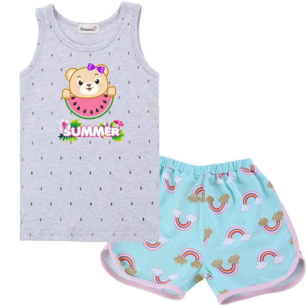 Baby Girls Clothes Flamingo Summer Children Clothes Shirt Shorts 2PCS Set Girls Clothing Sets Kids Suit Toddler Boy Clothes - Цвет: 6X1-T05T29-6Y1