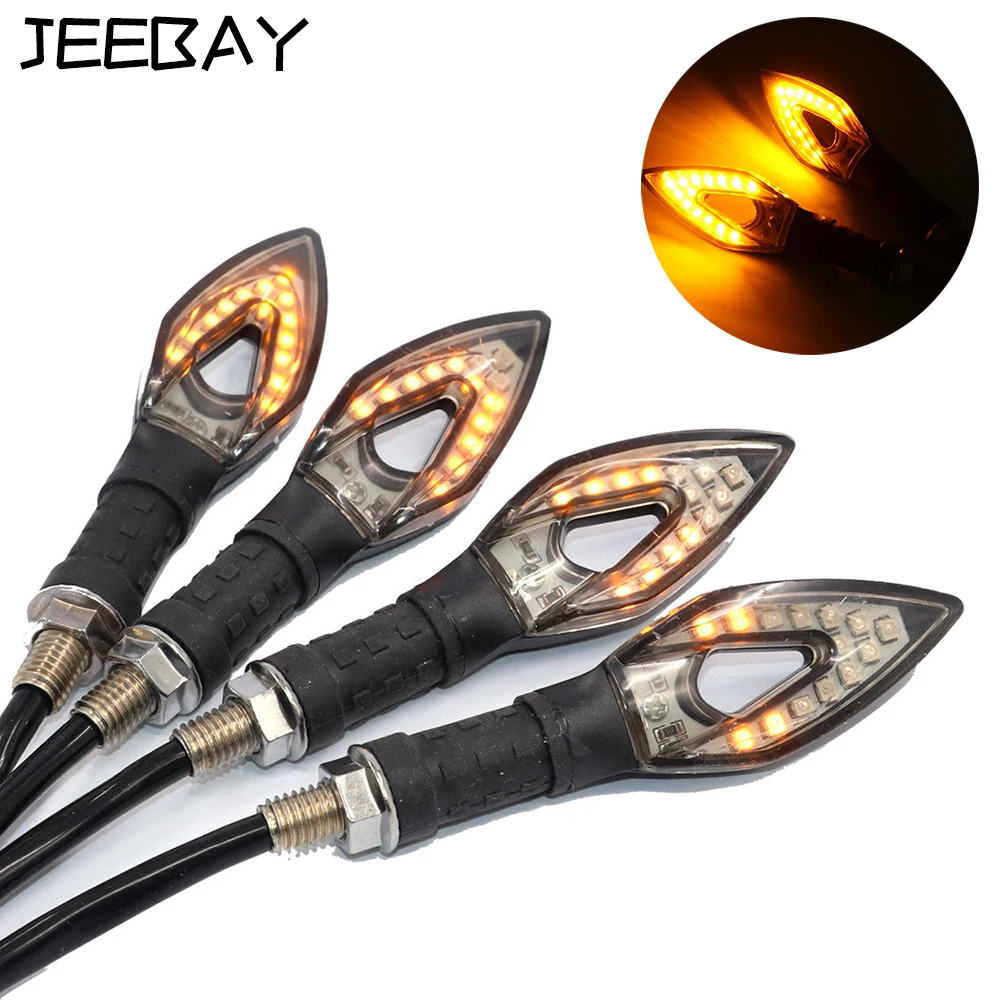 

JEEBAY 2PCS Flowing Turn Signal Motorcycle Flasher Blinker DRL Motorcycle Turn Signal Indicator Light Turn Stop Signal Accessory