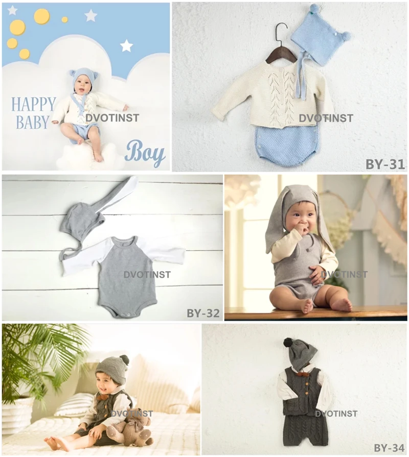 

Dvotinst Baby Boys Girls Photography Props Knit Outfits Clothes Set Crochet Cute Costume Fotografia Accessories Shoots Props