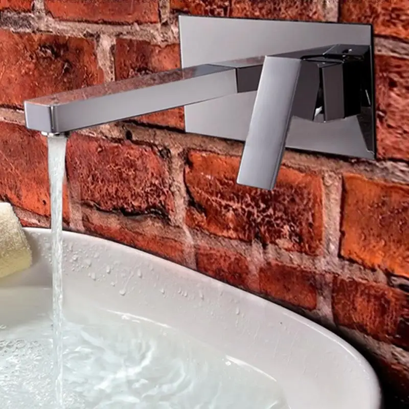 Contemporary Wall Mount Bathroom Sink Faucet (Chrome Finish) MPAZ029in