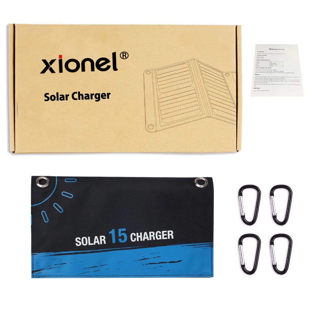 Xionel Портативный 15 Вт складной водонепроницаемый Солнечная Панель зарядное устройство мобильный внешний аккумулятор для телефона батарея двойной дисплей USB порт открытый