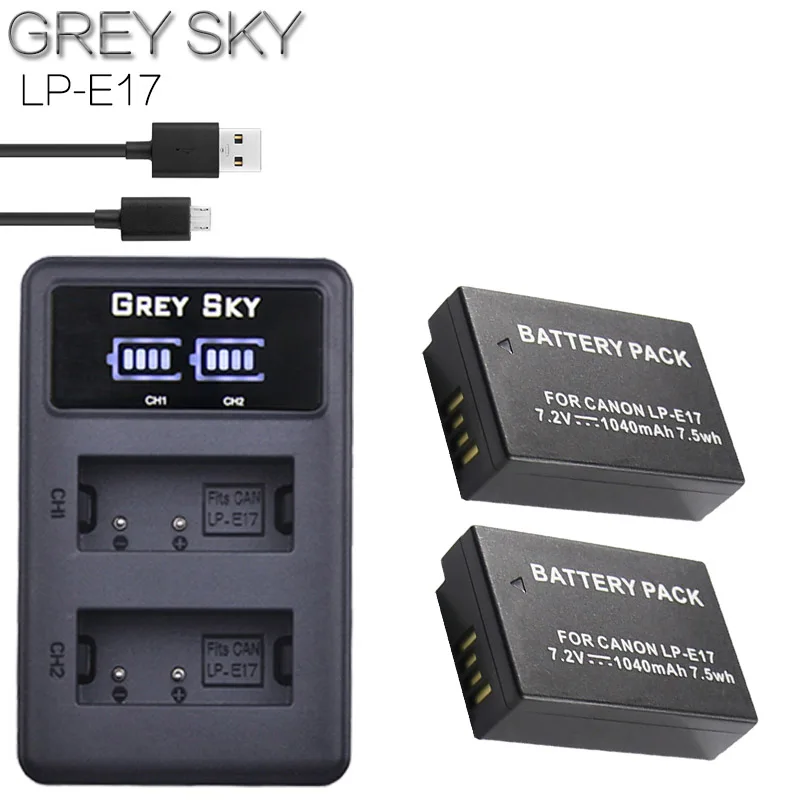 charger and 2battery 4 шт. LPE17 LP E17 LP-E17 Батарея+ ЖК-дисплей USB Dual Зарядное устройство для цифровой однообъективной зеркальной камеры Canon EOS 200D M3 M6 750D 760D T6i T6s 800D 8000D поцелуй X8i камеры - Цвет: charger and 2battery